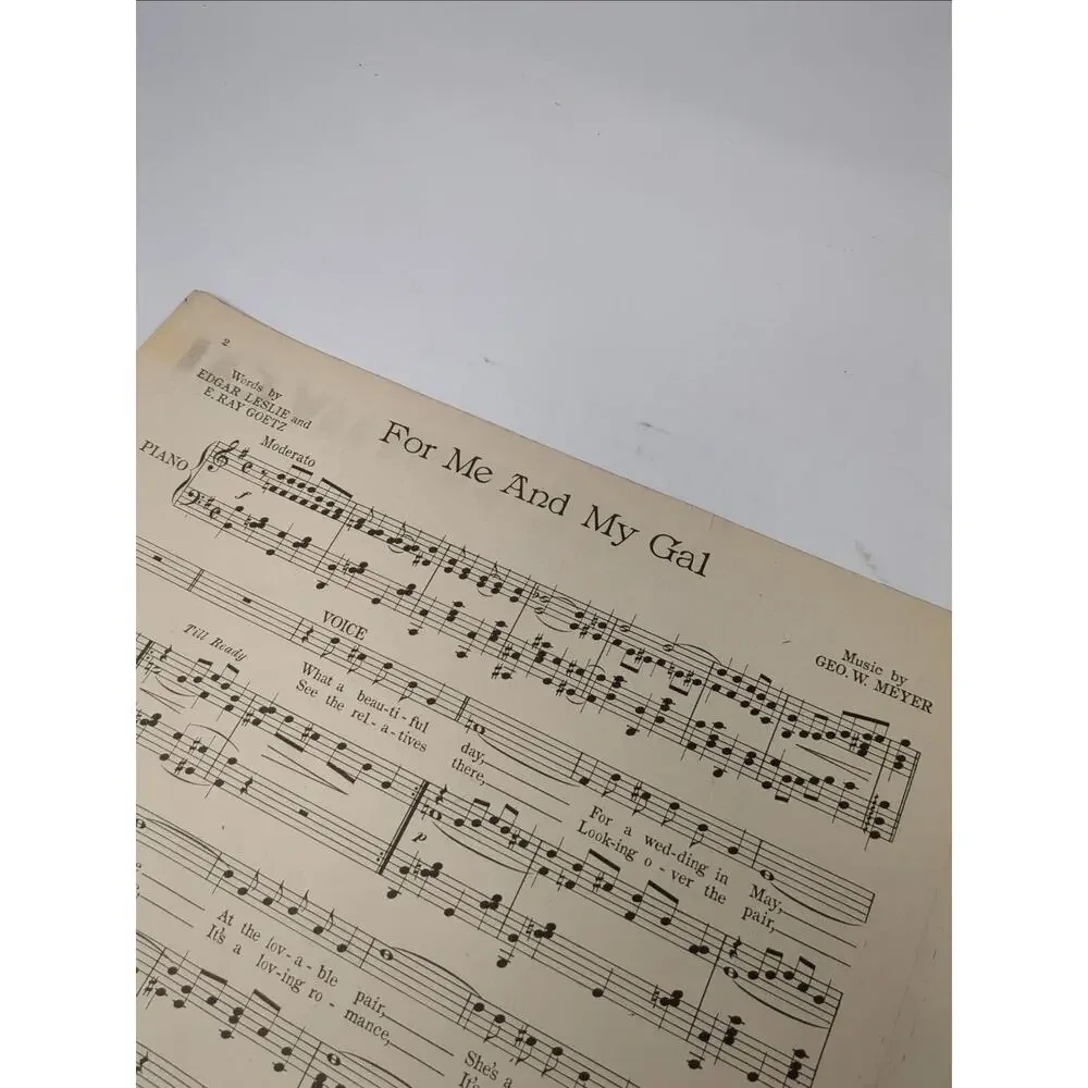 1917 For Me and My Gal Sheet Music by‎ Geo W Meyer